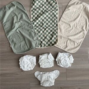 Organic Cotton bundle Set of Cloth Diapers and Inserts